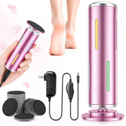 Skdwakiz Electric Foot Callus Remover, Adjustable Speed Metal Foot File with 60 Pcs Sandpaper Discs, Professional Pedicure Tool for Feet Care - Dead, Hard Cracked Dry Skin & Calluses