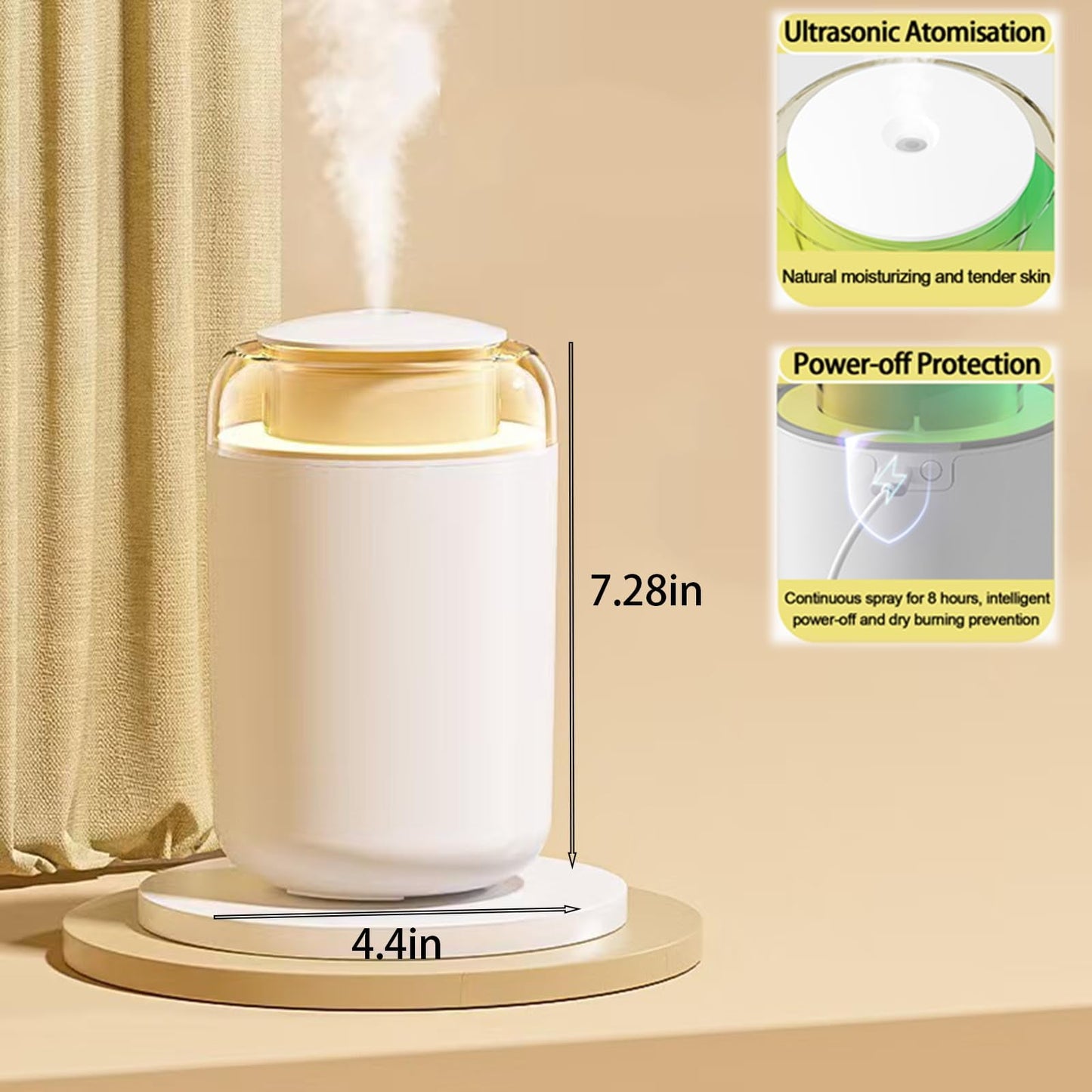 Skdwakiz 1.2L Humidifier for Room, Small Cool Mist Humidifiers with 2 Mist Modes & Colorful Light, Portable Ultrasonic Air Humidifier for Homes, Bedroom