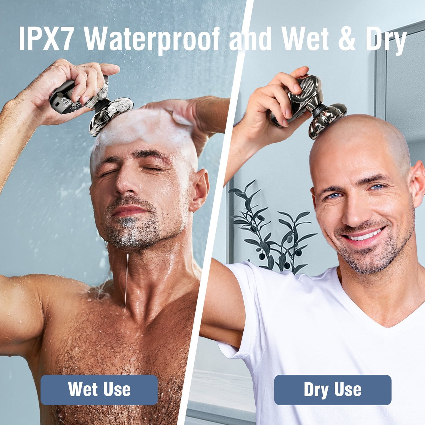 Nogroa Head Shavers for Bald Men, Magnetic Electric Razor, 7D Rotary Shaver, IPX7 Waterproof, Wet/Dry, LED Display, Cordless, Type-C Charge