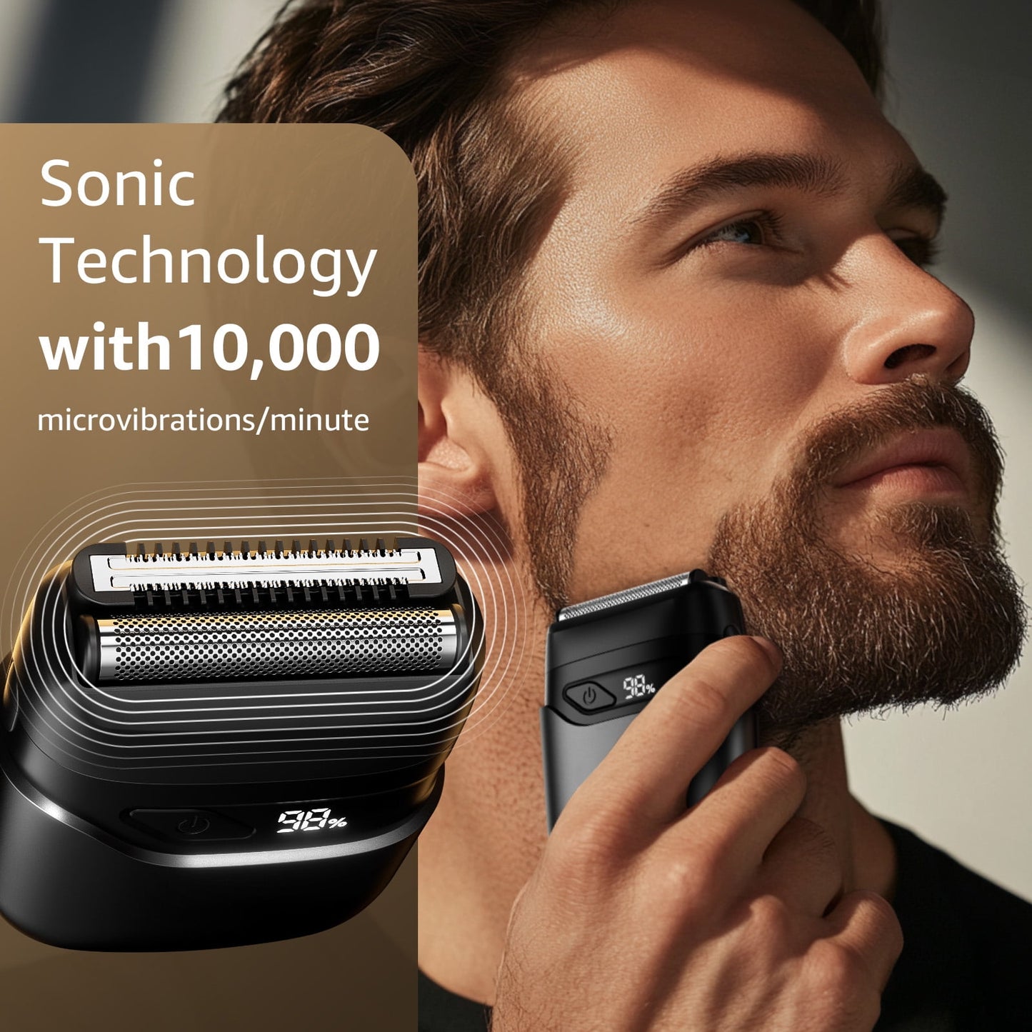Nogroa Electric Foil Shaver for Men, Double Floating Blade Mini Electric Razor IPX7 Waterproof LED Display