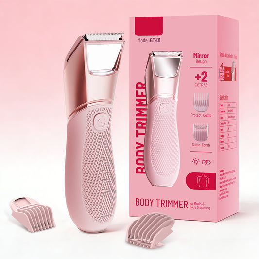 Nogroa Bikini Trimmer for Women, Electric Razors, Cordless Body Shaver with Ceramic Blade, IPX7 Waterproof Lady Facial Razor, Portable Rechargeable Body Hair Trimmer for Face, Underarm&Legs, Pink