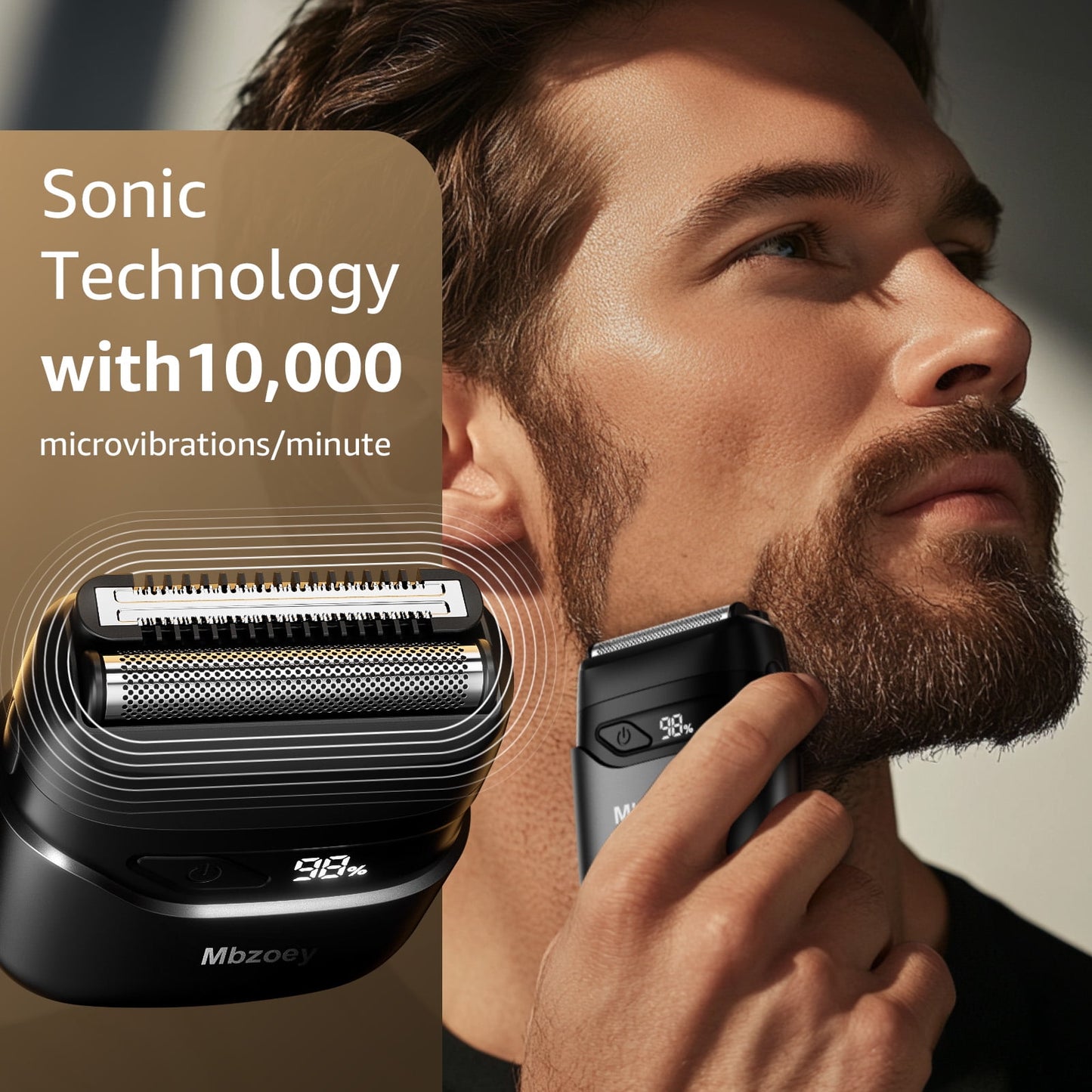 Nogroa Electric Razor for Men, Portable Electric Foil Shaver with 2 Floating Blade IPX7 Waterproof LED Display USB-C Rechargeable Small Cordless Beard Trimmers for Home Travel, Black
