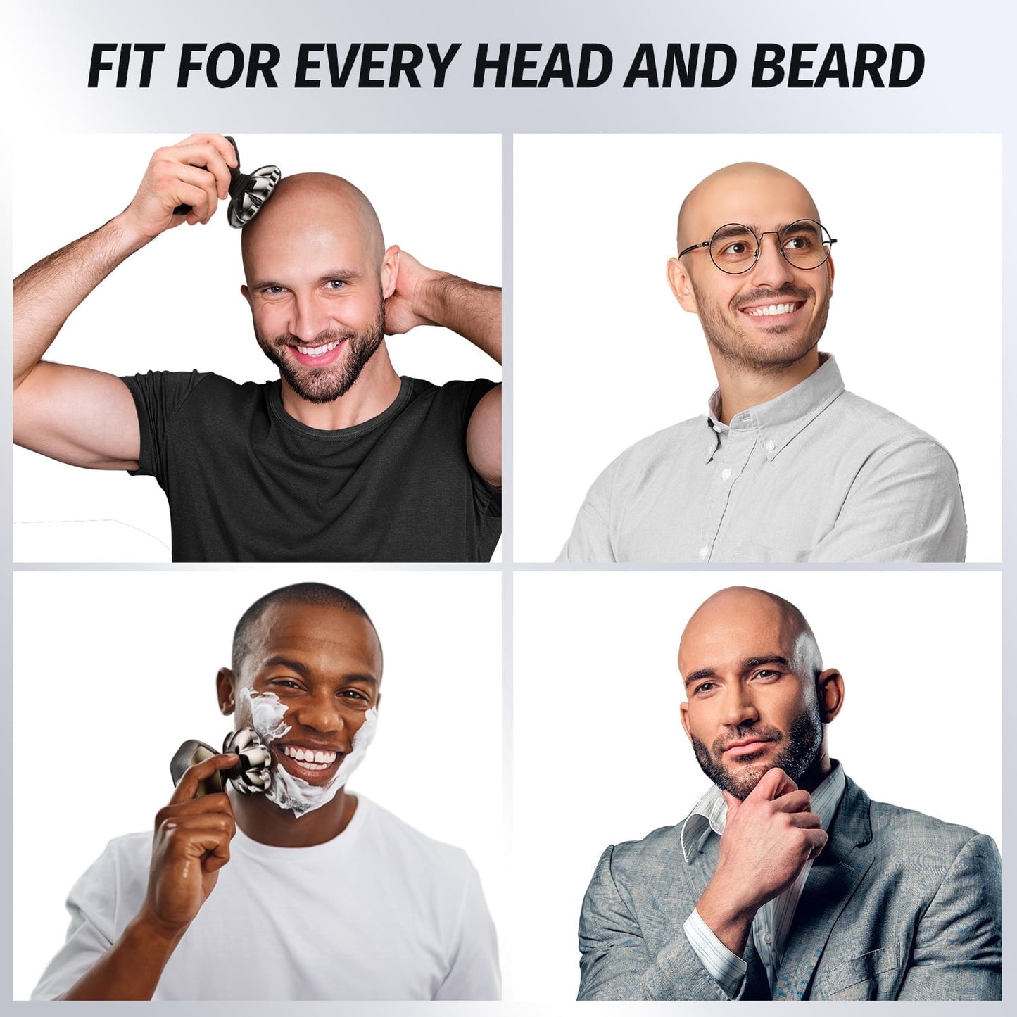 Nogroa Head Shavers for Bald Men, Magnetic Electric Razor, 7D Rotary Shaver 5 in 1 Grooming Kit, IPX7 Waterproof, Wet/Dry, LED Display, Rechargeable, Cordless