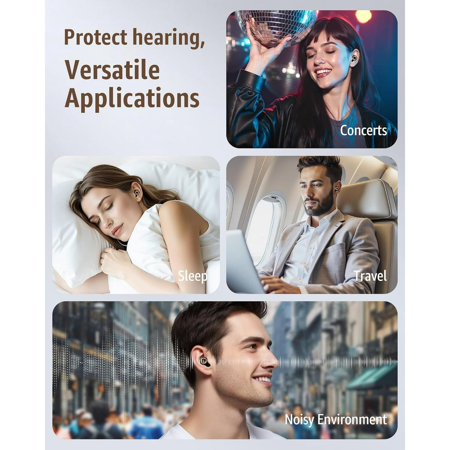 Skdwakiz Ear Plugs for Sleeping Noise Cancelling, 45dB Earplugs with 8 Eartips, Soft Reusable Noise-Reducing Sleep Earbud, Silicone Hearing Protection Earplugs for Sleep, Concert, Travel & Swimming