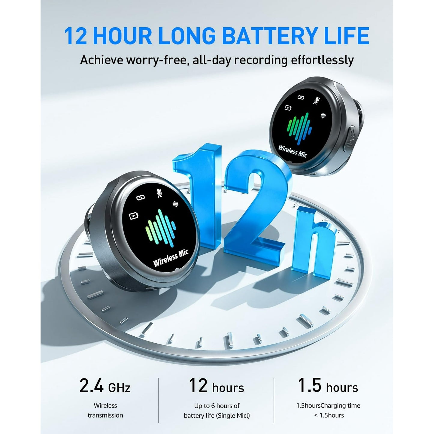 Skdwakiz Wireless Lavalier Microphone: Plug and Play Mini Mic for iPhone & Android, Magnetic Clip Lapel Microphone with Noise Canceling/Real Time Monitoring for Video Recording