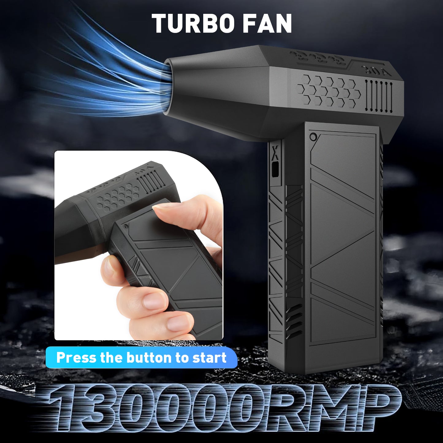Nogroa Compressed Air Duster, 130000RPM Cordless Electric Air Blower for Computer, 3-Gear Adjustable Power Dust Cleaner, Rechargeable Portable Mini Blower for Electronics, Keyboard&Car