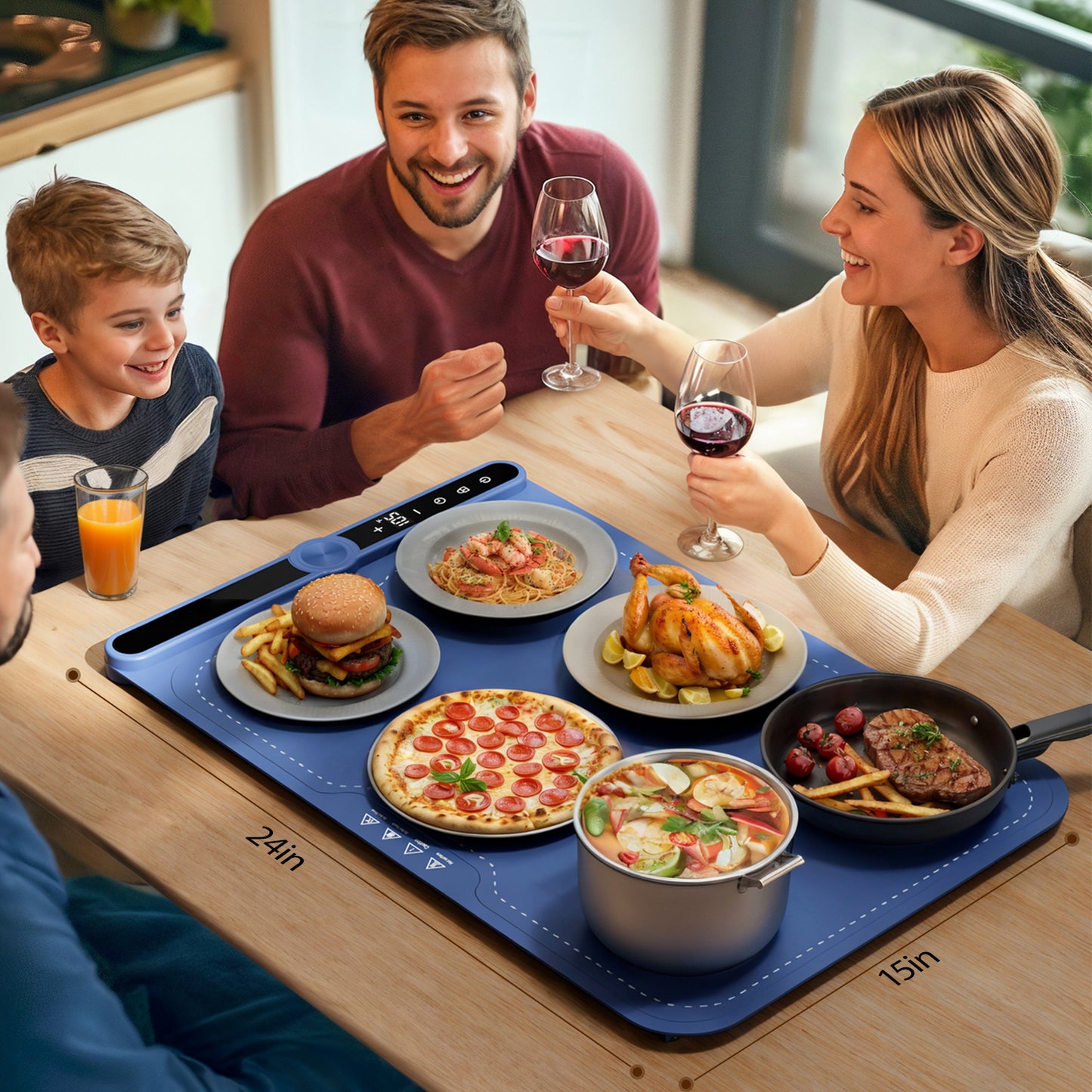 Skdwakiz Electric Warming Tray, Portable Rollable Food Warmer: 9 Temperature Settings - 8s Fast Heating Foldable Hot Plate for Buffet, Party, Family Gatherings, Holiday