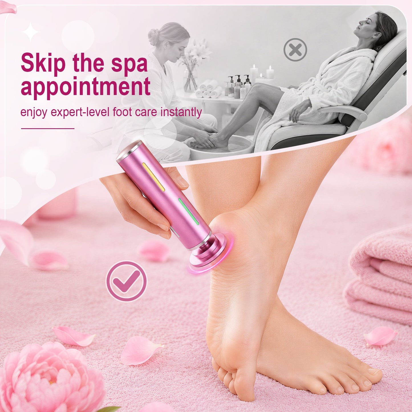 Skdwakiz Electric Foot Callus Remover, Adjustable Speed Metal Foot File with 60 Pcs Sandpaper Discs, Professional Pedicure Tool for Feet Care - Dead, Hard Cracked Dry Skin & Calluses