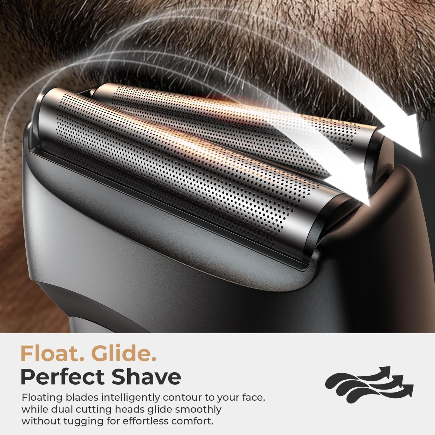 Skdwakiz Electric Razor for Men: Professional Floating Blade Ultra Thin Foil Shaver - Wet/Dry Waterproof Close Shaving - Portable Beard Trimmer with LED Display/Travel Lock/Fast Charge