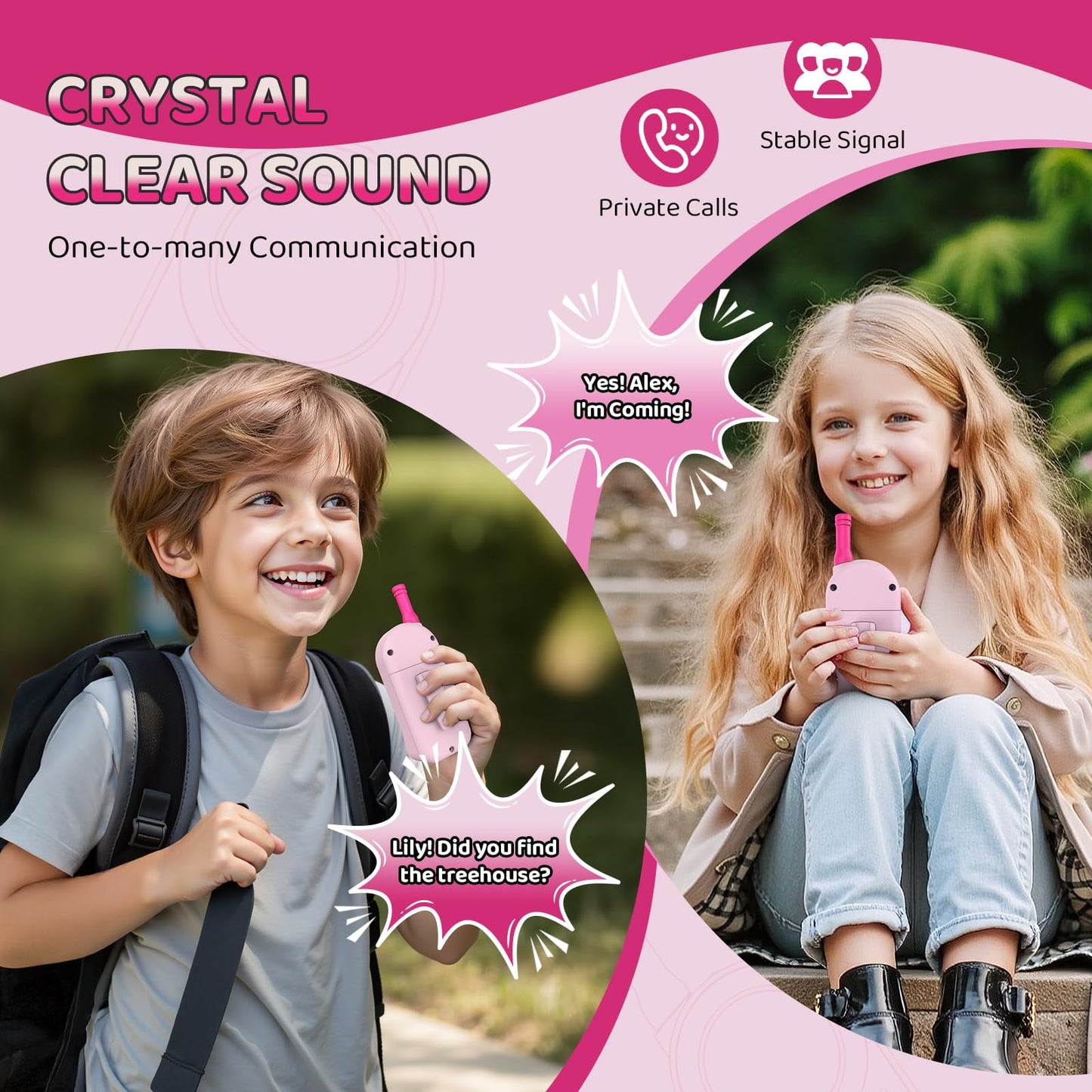 Skdwakiz Kids Walkie Talkies 2 Pack - 3KM Long Range Two-Way Radios Children's Toys with Flashlight, 22 Channels, Birthday Gifts for Boys and Girls 3+ Years
