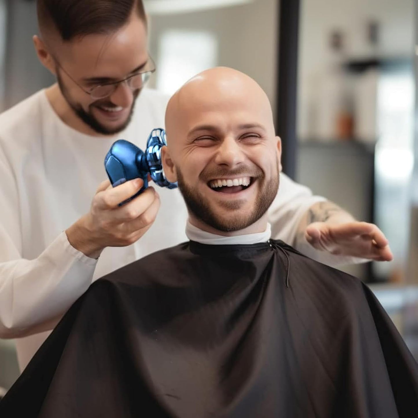 Nogroa Head Shavers for Bald Men, Magnetic Electric Razor, 7D Rotary Shaver 5 in 1 Grooming Kit, IPX7 Waterproof, Wet/Dry, LED Display, Rechargeable, Cordless, Blue