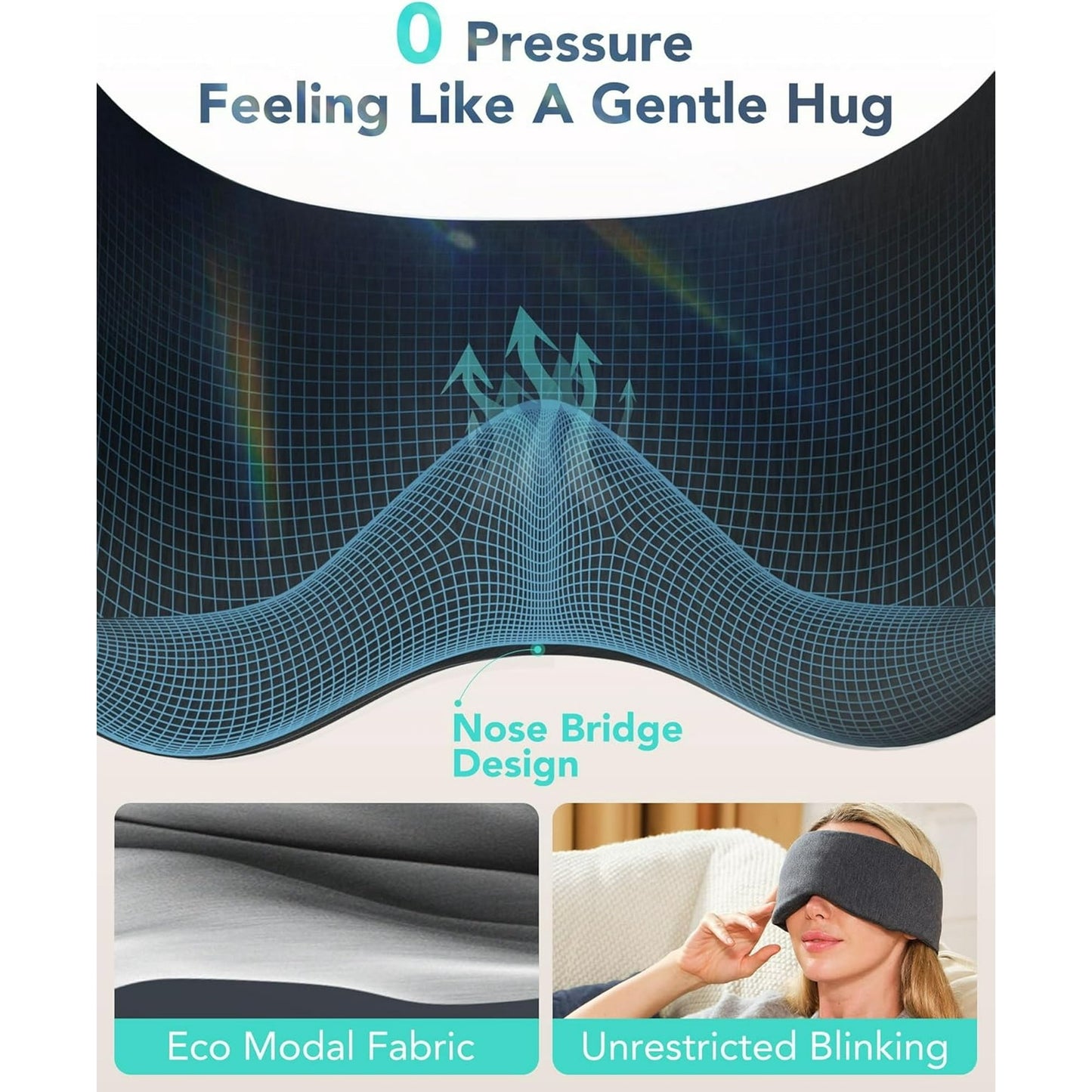 Sleep Mask for Side Sleeper Men Women, Eye Mask for Sleeping Light Blocking, Soft Breathable Night Blindfold, Adjustable Eye Shade Cover, Sleeping Mask for Flight Nap, Travel