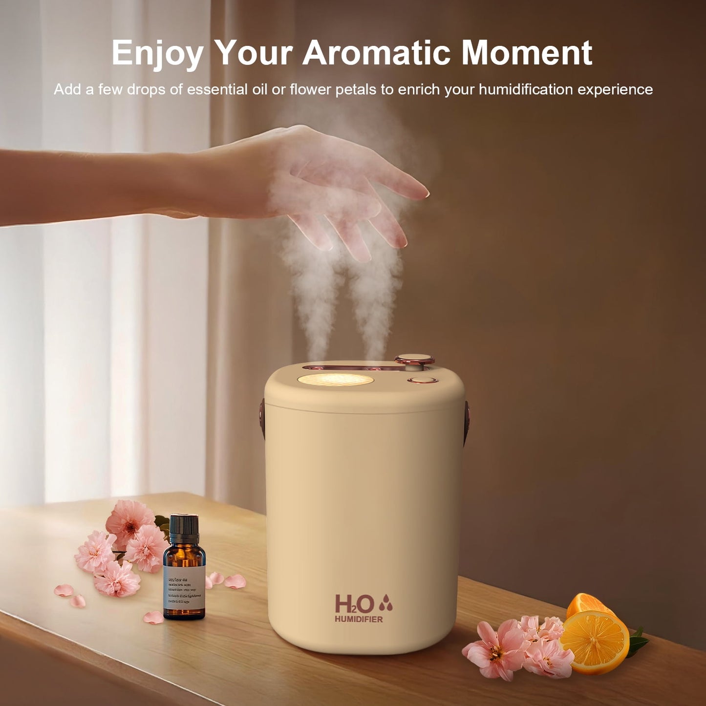 Skdwakiz 2L Humidifier for Room, 3 Gear 2 Spray Portable Cool Mist Humidifiers with Night Light, 28 dB Quiet Top-Fill Ultrasonic Diffuser for Large Room