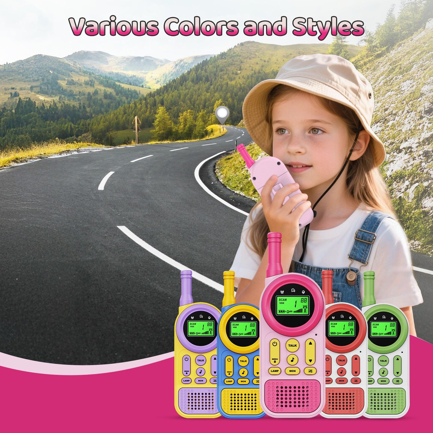 Arenviy 2-Pack Multifunctional Toy Phone for Kids Ages 3–10, Toy Cell Phone with Flashlight & Lanyard, Christmas and Birthday Gifts for Boys & Girls, Pink