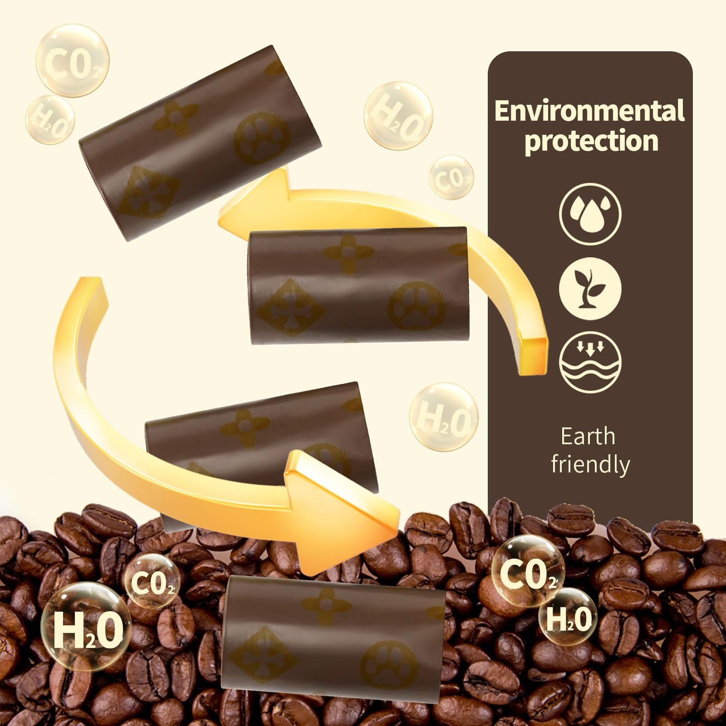Skdwakiz Dog Poop Bags with Dispenser & Hanging Hoder - 18 Rolls 270 Counts, Extra Thick Leak-Proof Waste Bags with Coffee Scent for Dog and Cat, Brown