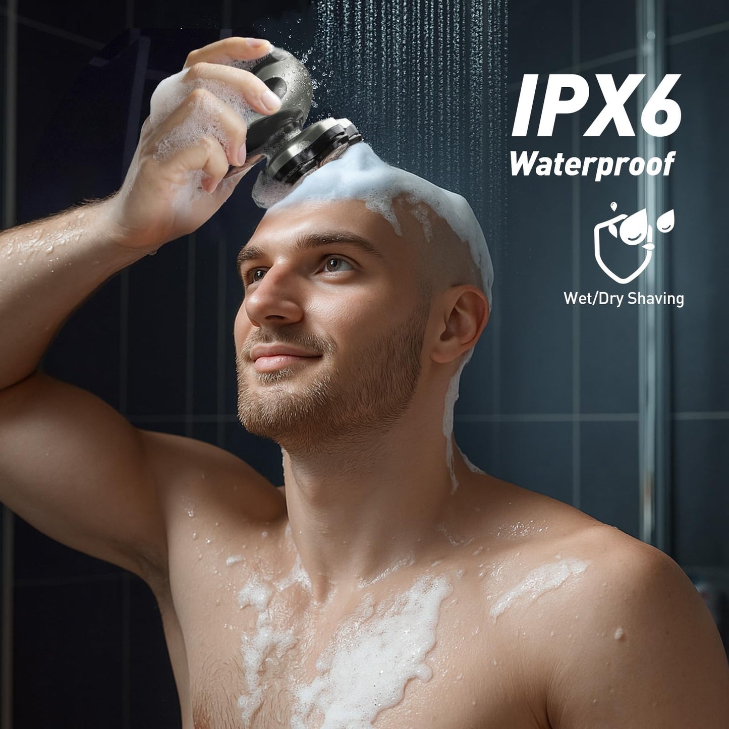 Nogroa Head Shavers for Bald Men, 7D Bald Head Shaver, Magnetic Detachable Electric Razor, IPX6 Waterproof Wet/Dry Hair Beard Trimmer, Grooming Shaving Kit with LED Display&USB-C Charging, Grey
