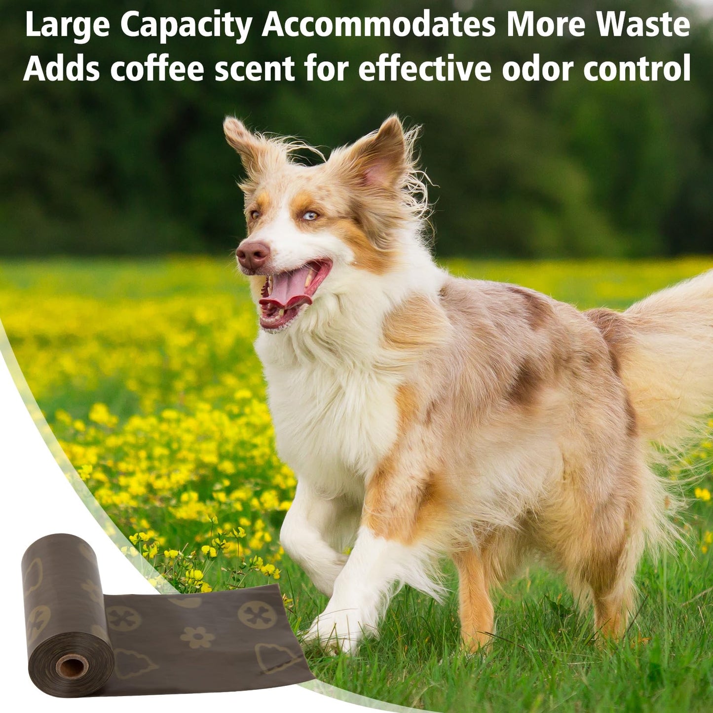 Skdwakiz Dog Poop Bags with Dispenser & Hanging Hoder - 18 Rolls 270 Counts, Extra Thick Leak-Proof Waste Bags with Coffee Scent for Dog and Cat, Brown