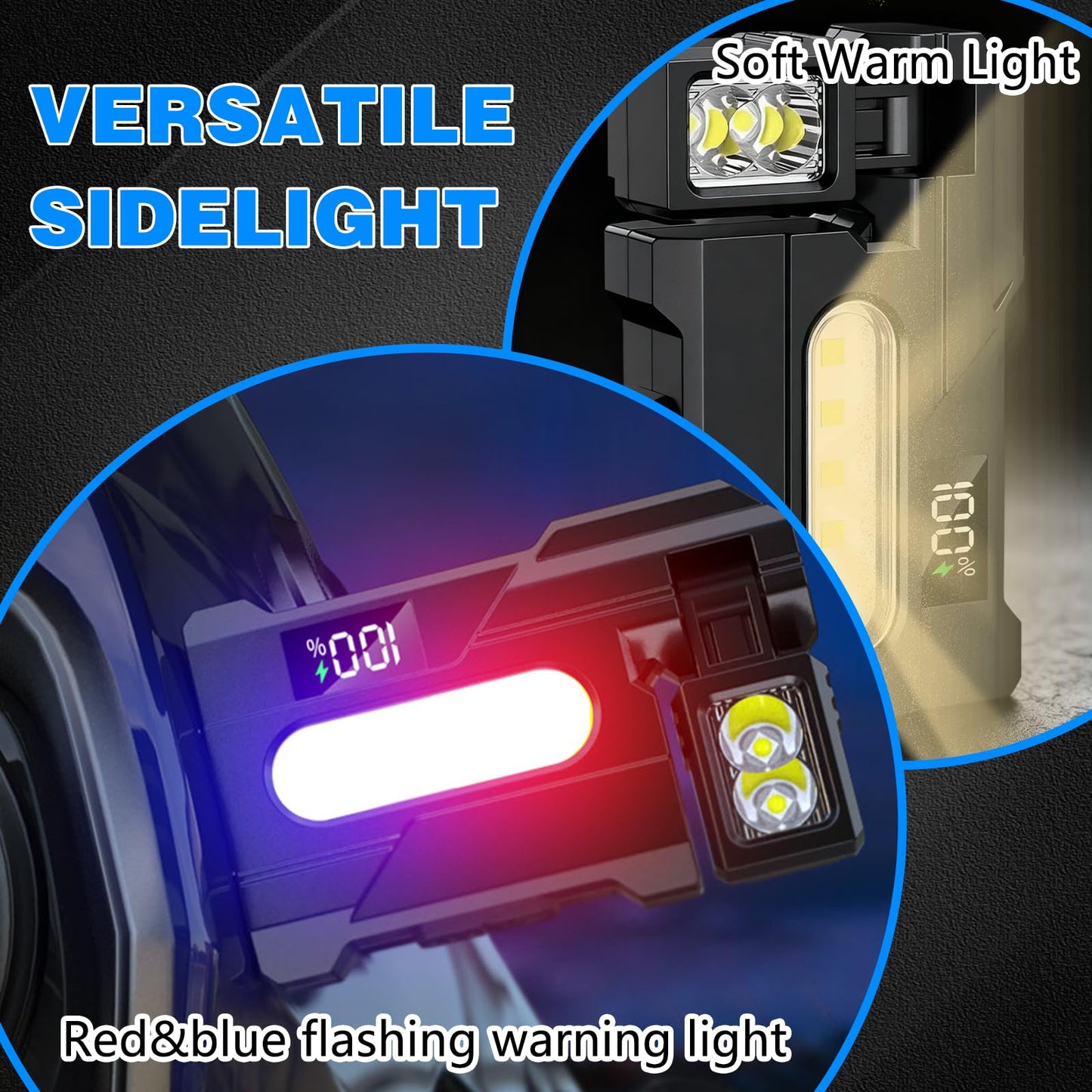 Skdwakiz Rechargeable Mini EDC Flashlight: 7 Mode LED Flashlight with COB Sidelight | Magnetic Base | Metal Clip for Emergency, Working, Hiking, Camping