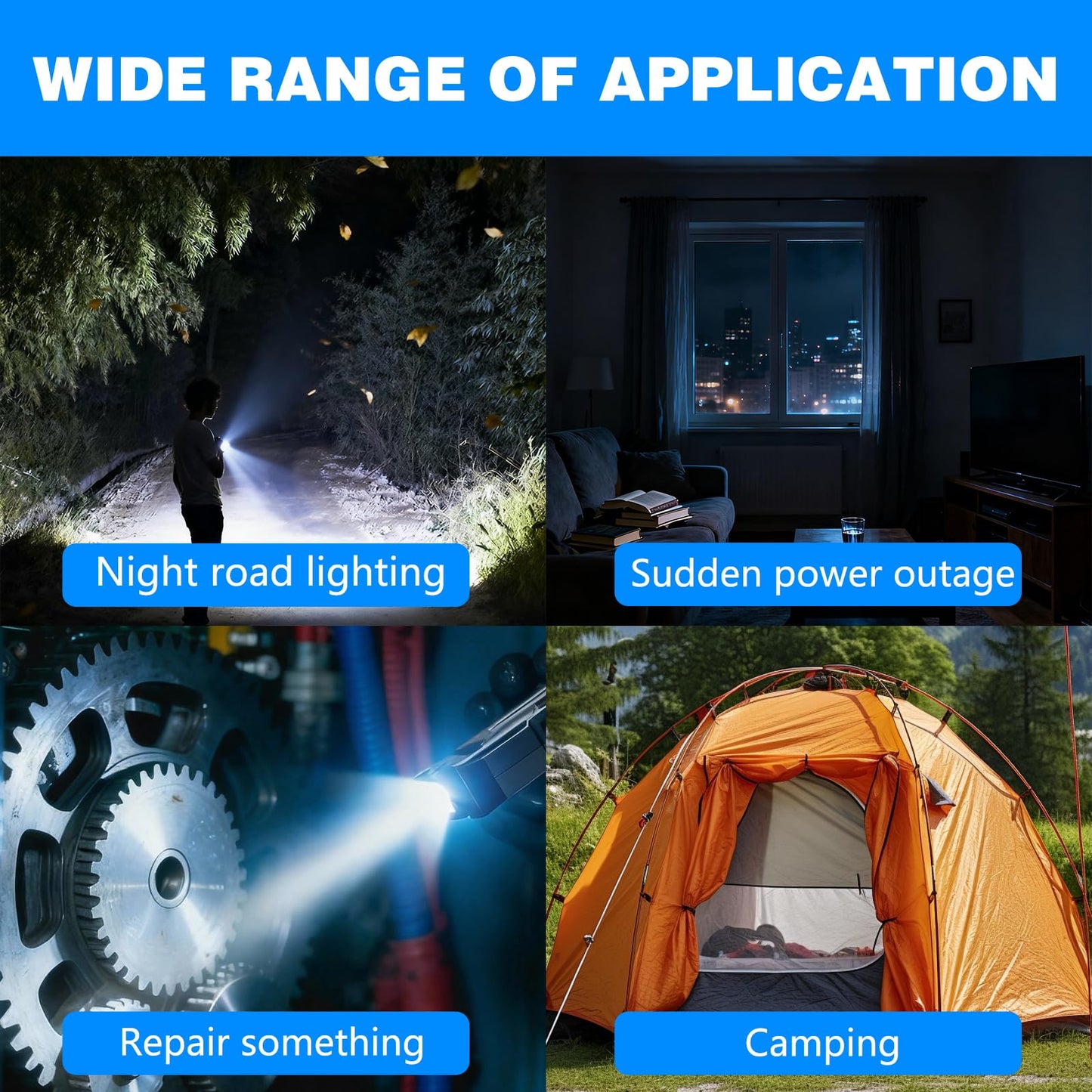 Skdwakiz Rechargeable Mini EDC Flashlight: 7 Mode LED Flashlight with COB Sidelight | Magnetic Base | Metal Clip for Emergency, Working, Hiking, Camping